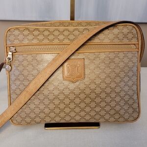 Authentic Celine Macadam Diffusion Beige Shoulder Bag